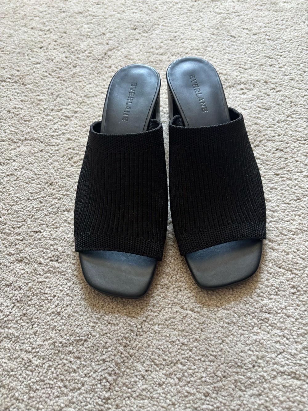Everlane Black Knit Slide Mules